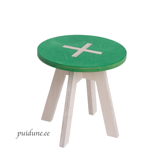 Ümmargune puidust lastetool roheline.png