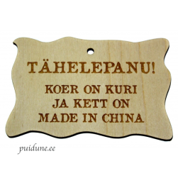 Väike silt "...kett on Made in China"